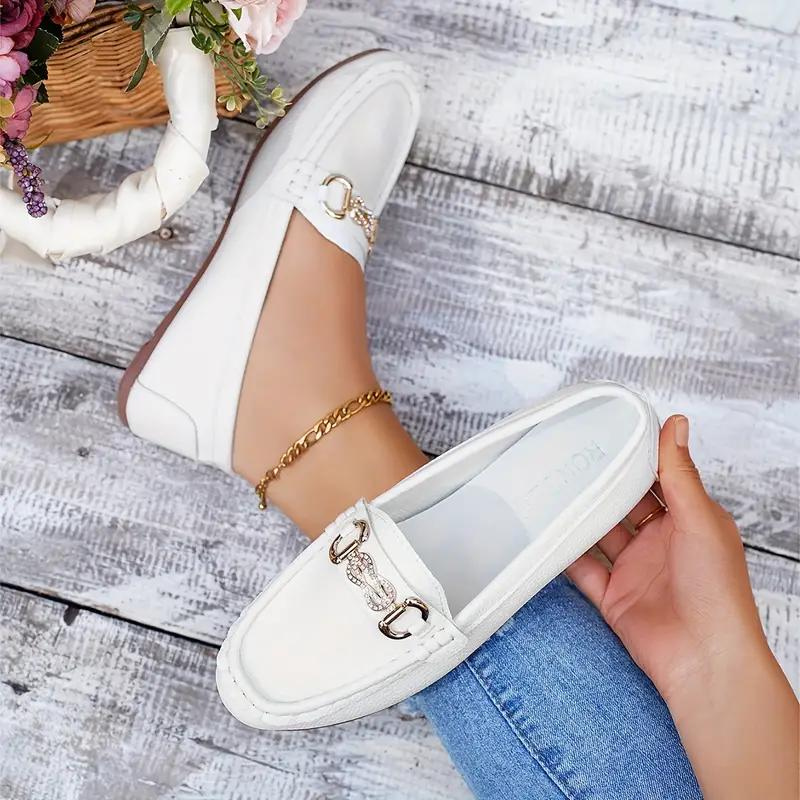 Women's Chain Loafers Slip-On Flat Shoes