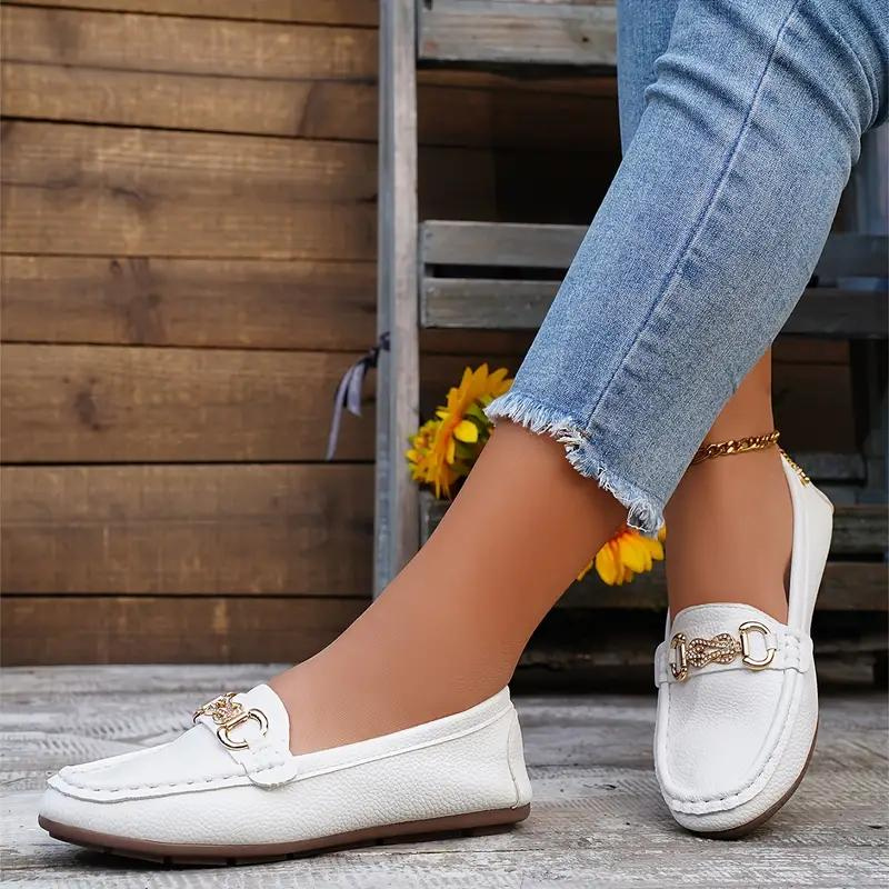 Women's Chain Loafers Slip-On Flat Shoes
