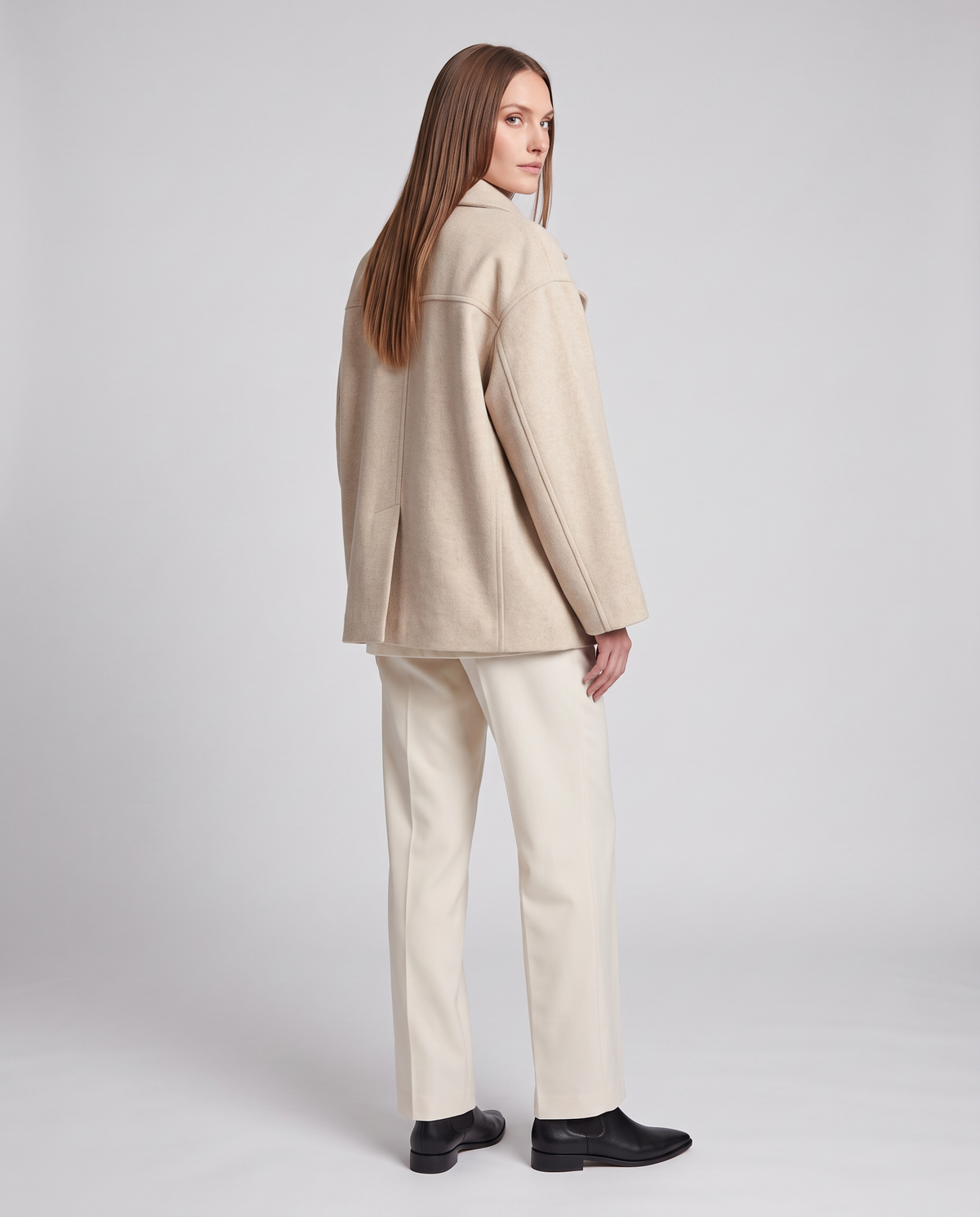 Women's Short Coat, High Collar, Button Front