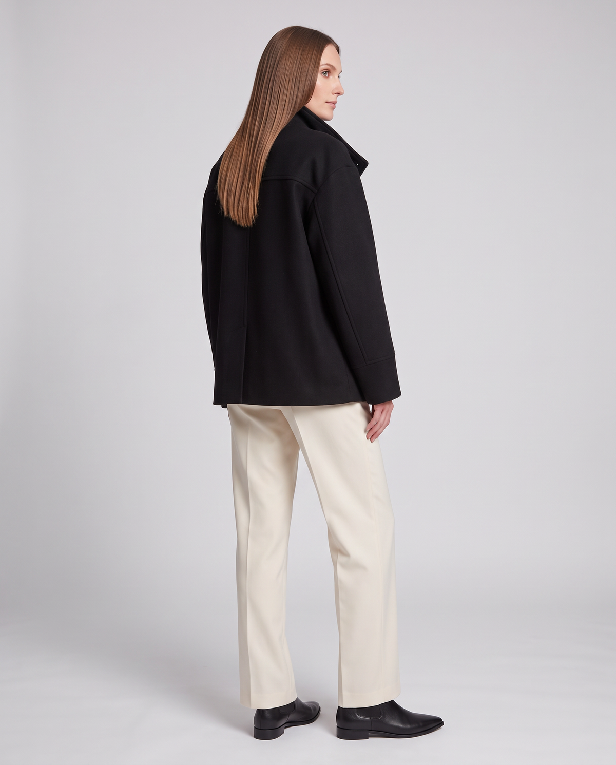 Women's Short Coat, High Collar, Button Front