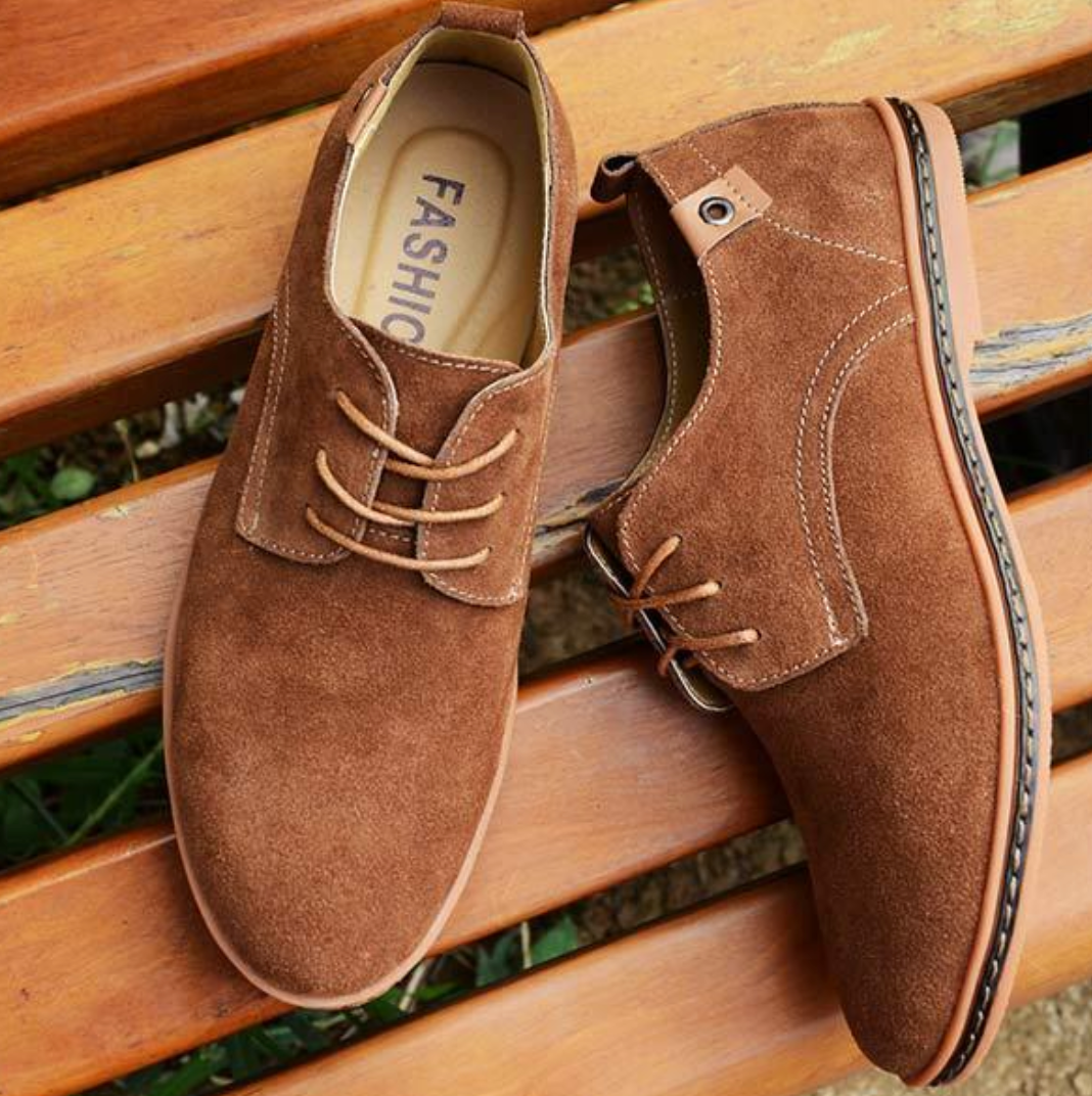 Men's Lace-Up Derby Shoes, Textured Finish, Round Toe