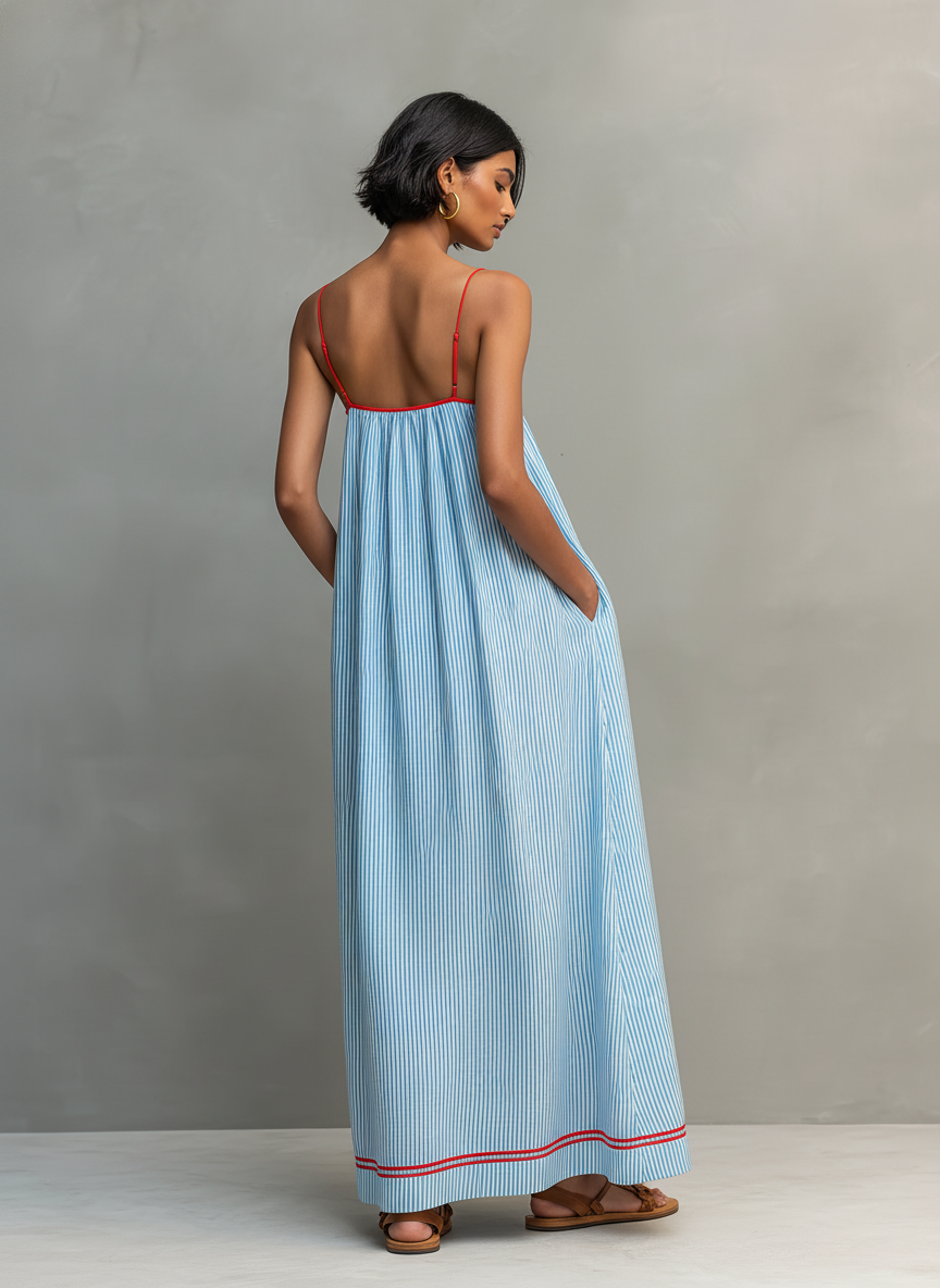 Priscille | Maxi Striped Dress with Thin Straps