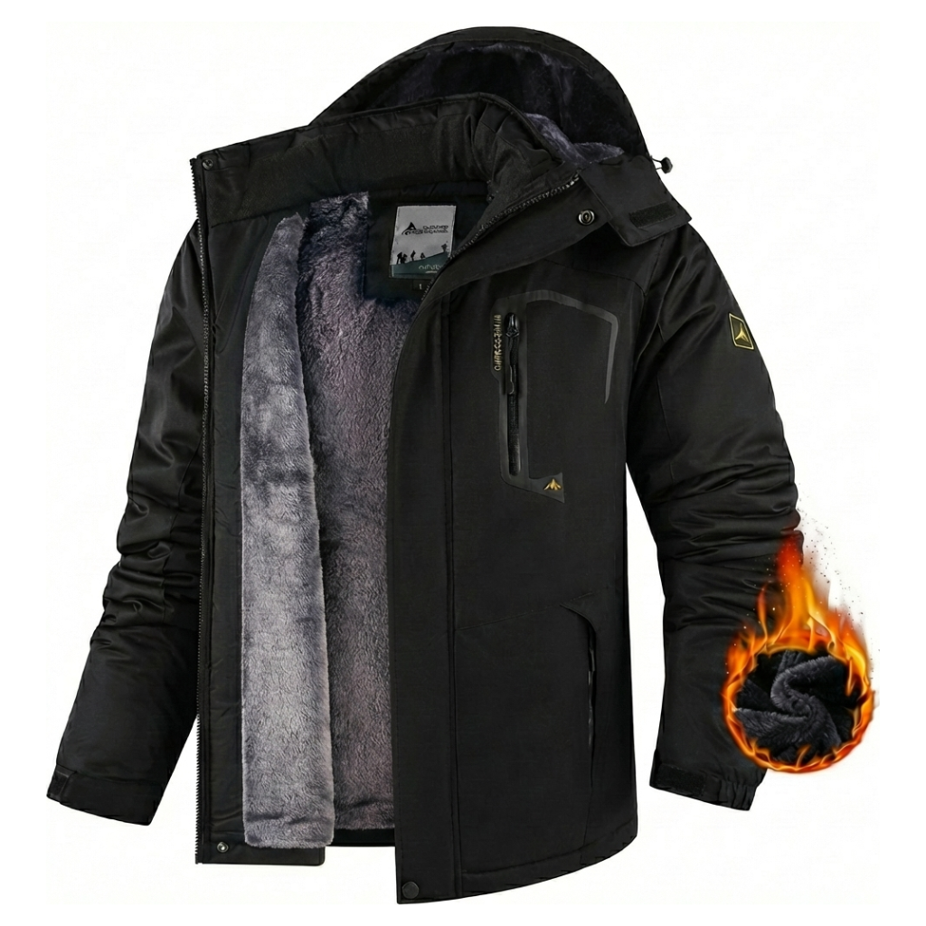 Men's Hooded Winter Jacket, Long Sleeves, Zip Front