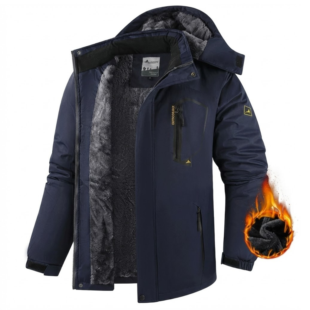 Men's Hooded Winter Jacket, Long Sleeves, Zip Front