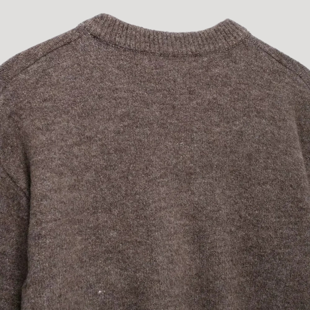 Women's Cropped Knit Cardigan, Crew Neck, Button Front