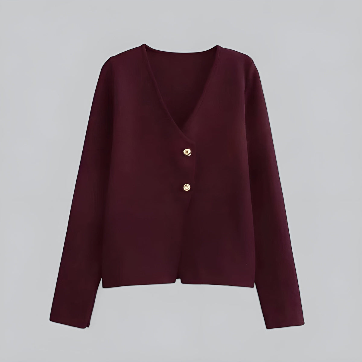 Women's V-Neck Button Front Knit Cardigan, Long Sleeves