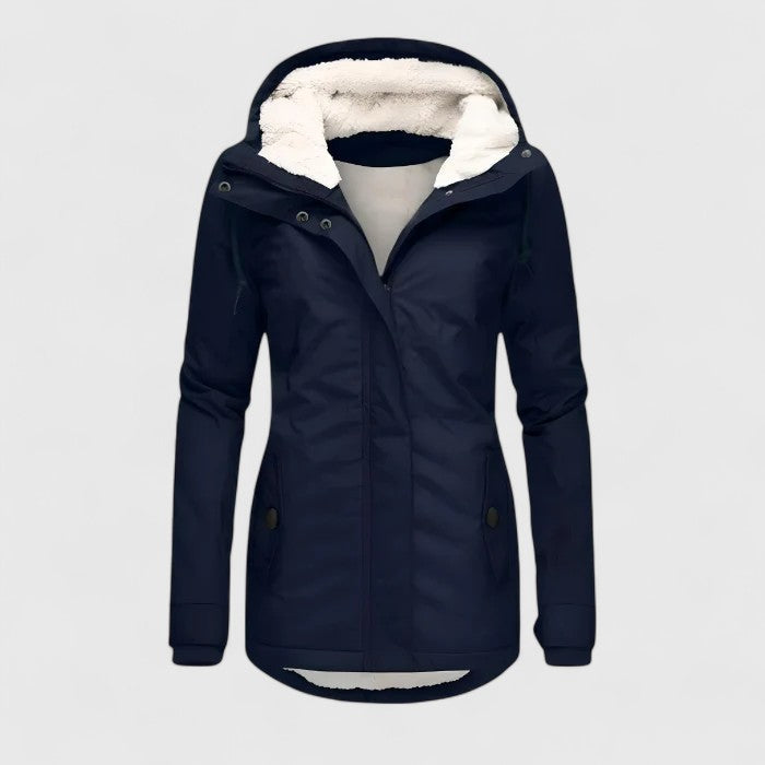 Women's Hooded Fleece-Lined Parka Jacket, Long Sleeves, Zip Front