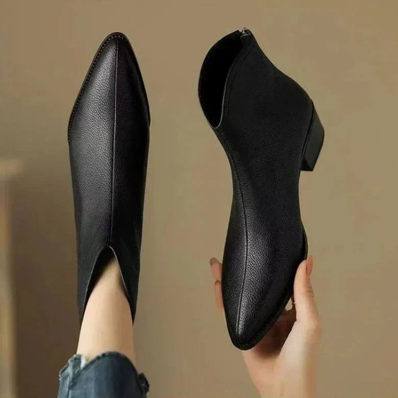 Women's Ankle Boots with a Block Heel | Pointed Toe and Cushioned Sole for Office and Evening | Size 5.5-8, 3 Colors