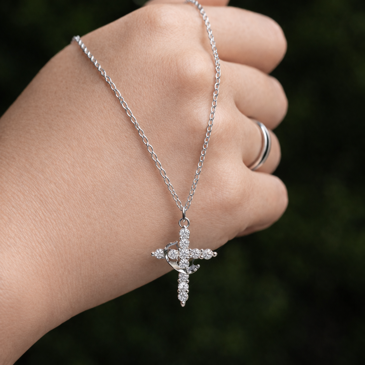 Cross & Crown | Zircon Necklace with 18k Gold Plating