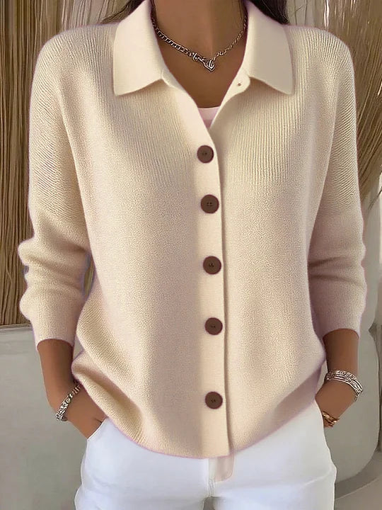 Women's Button-Front Collared Cardigan, Long Sleeves