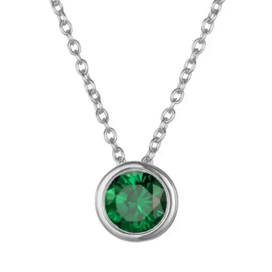 Birthstone Necklace White Gold Dainty Pendant for Women