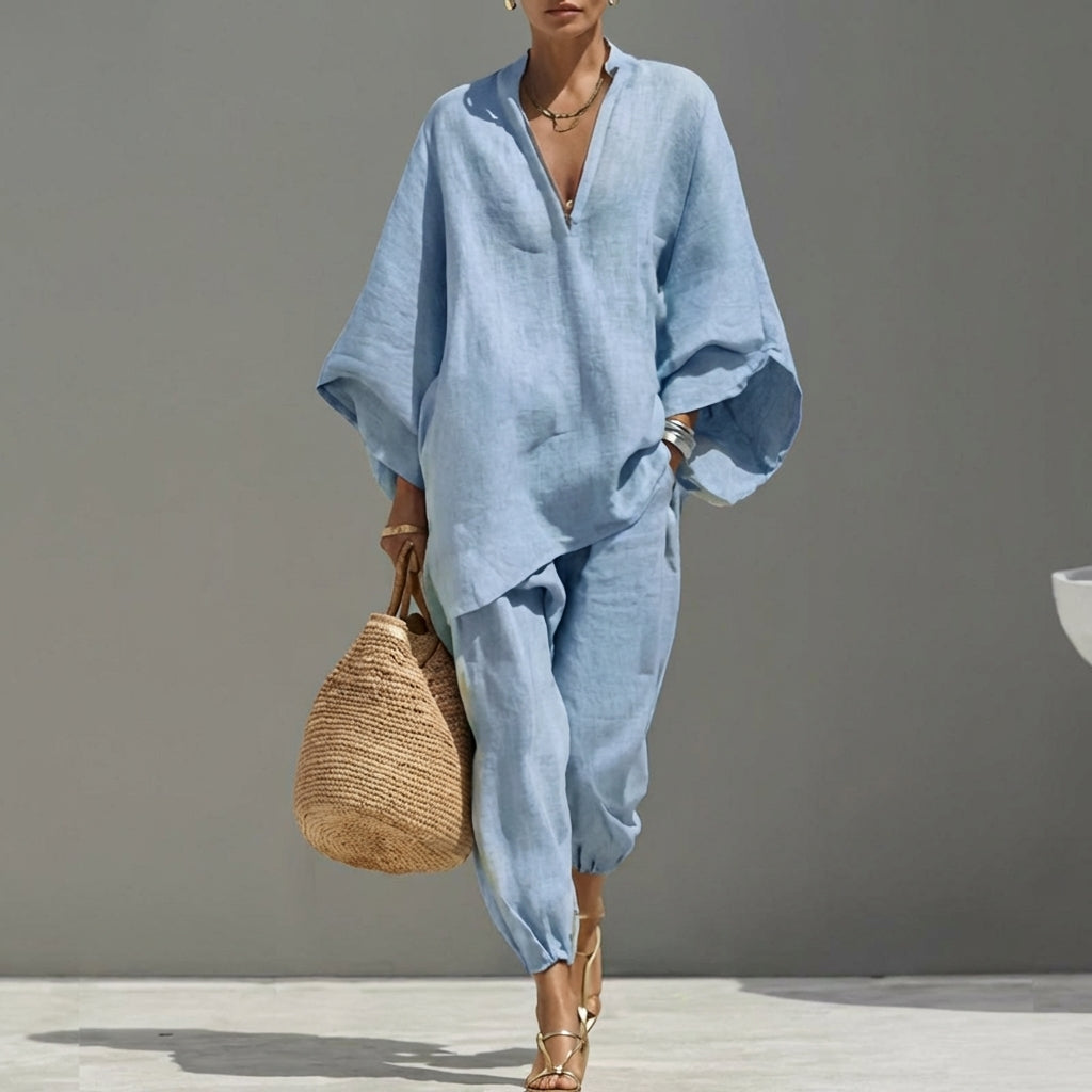 Marine | V-Neck Two-Piece Casual Set