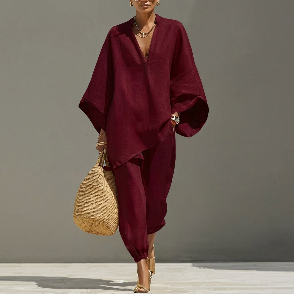 Marine | V-Neck Two-Piece Casual Set