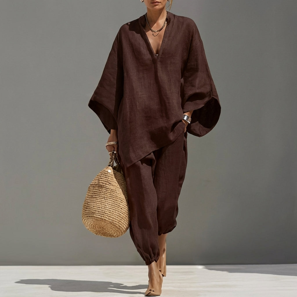 Marine | V-Neck Two-Piece Casual Set