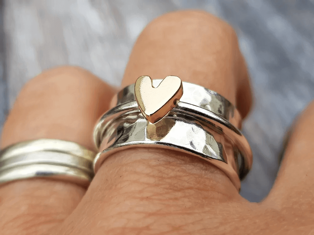 Heart | Silver Ring with Gold Heart