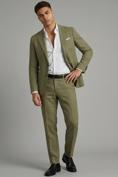 Men's Two-Piece Suit, Notch Lapel, Two-Button Jacket