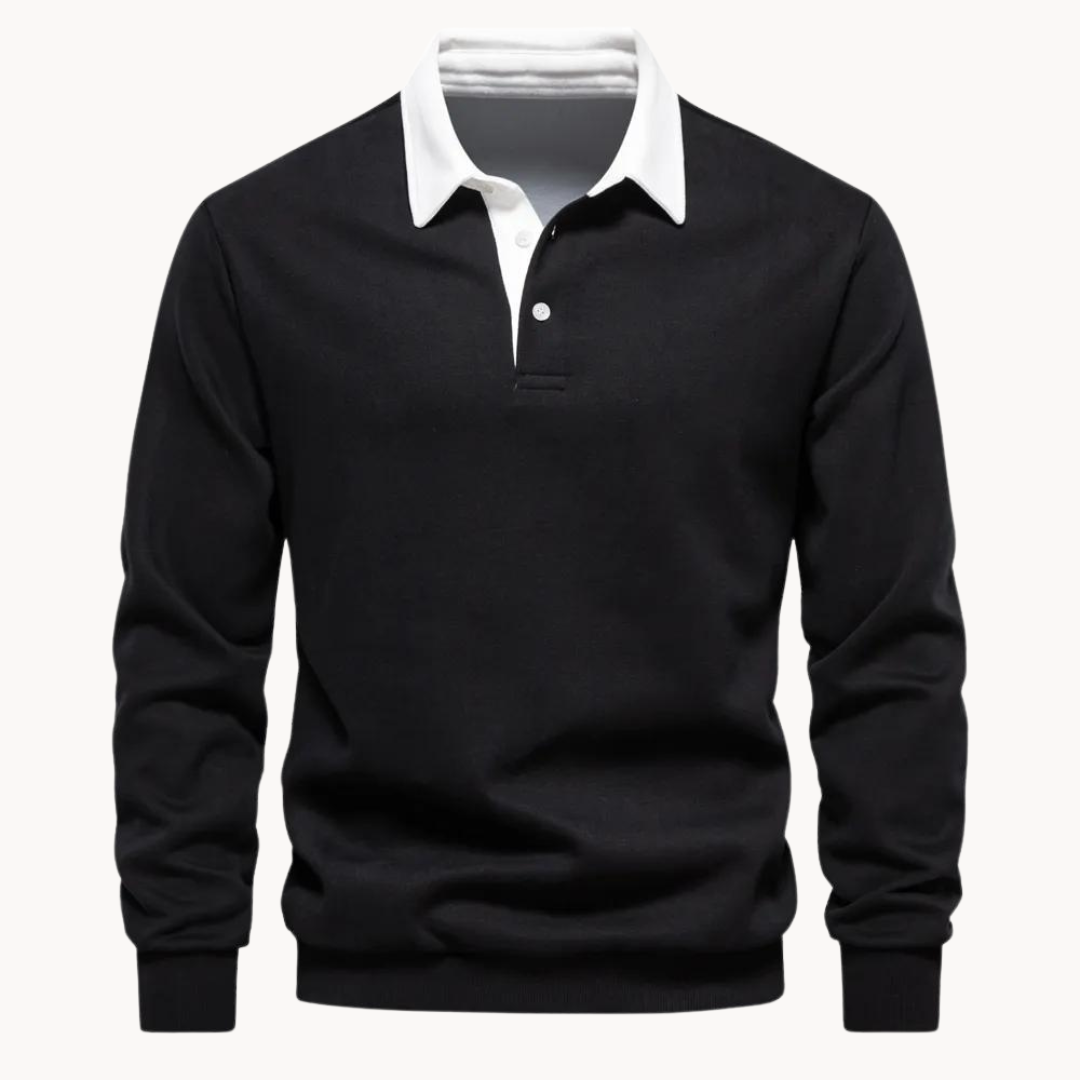 Ingo | Mens Sweatshirt with Polo Collar — Button Placket and Ribbed Cuffs in 5 Colors S–2XL | Westmere