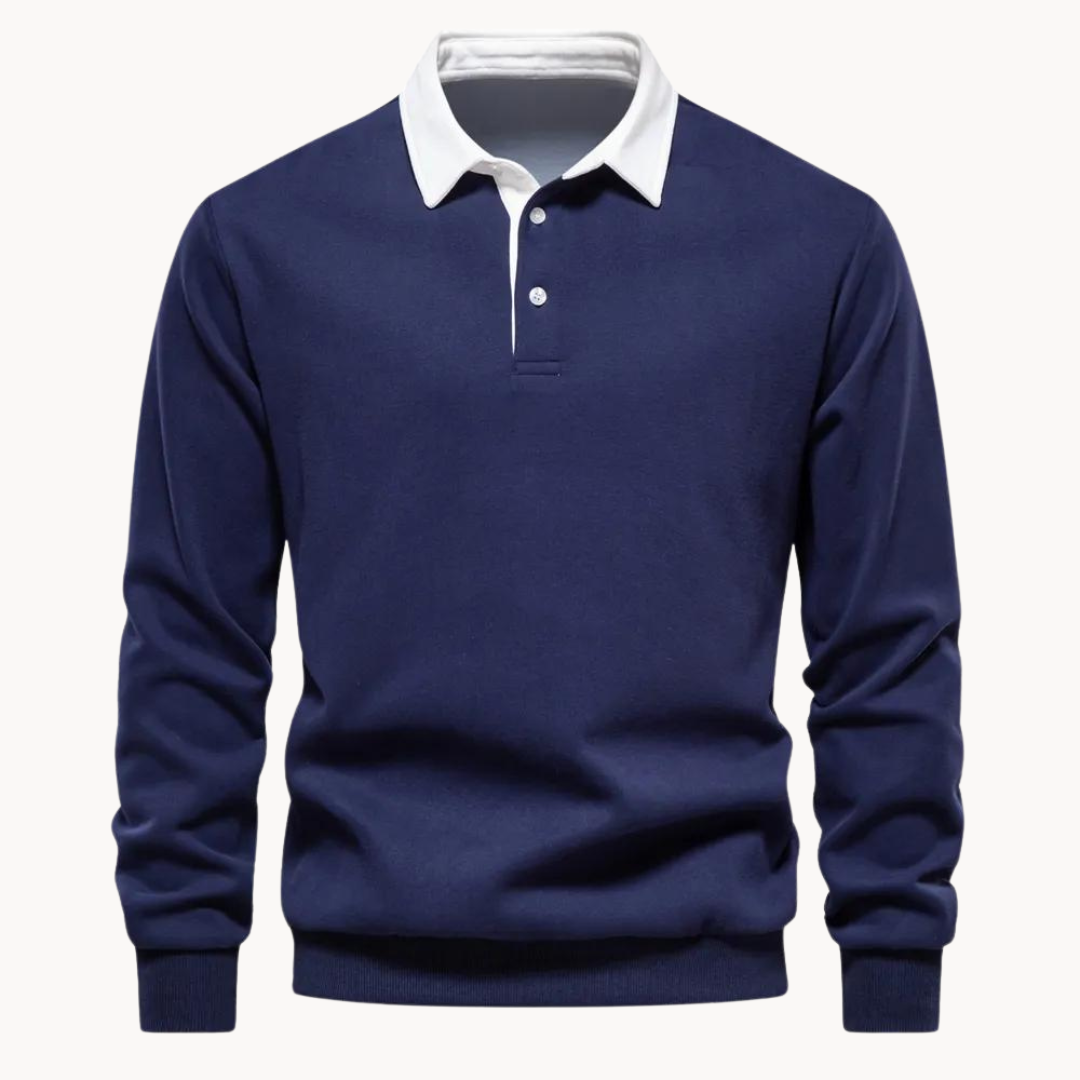 Ingo | Mens Sweatshirt with Polo Collar — Button Placket and Ribbed Cuffs in 5 Colors S–2XL | Westmere