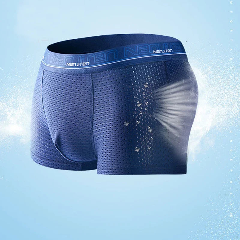 Men's 4 Pieces Ice Silk Boxer Shorts Plus Size Cool Breathable Underwear