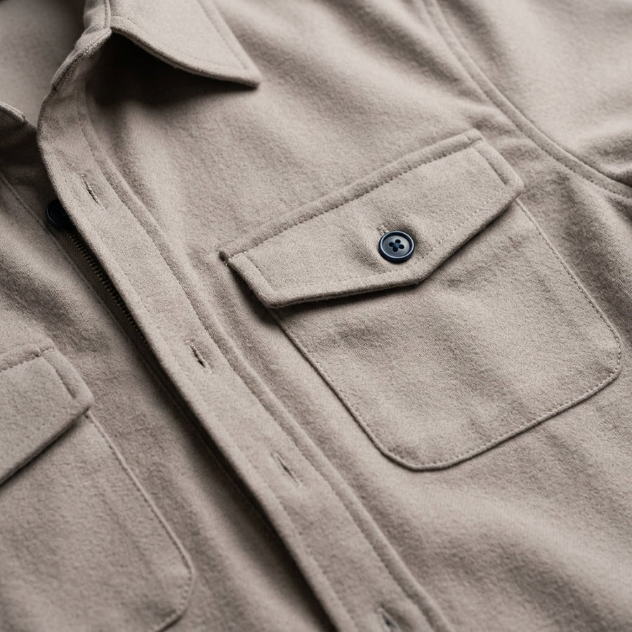 Men's Button-Front Woven Overshirt with Dual Chest Pockets