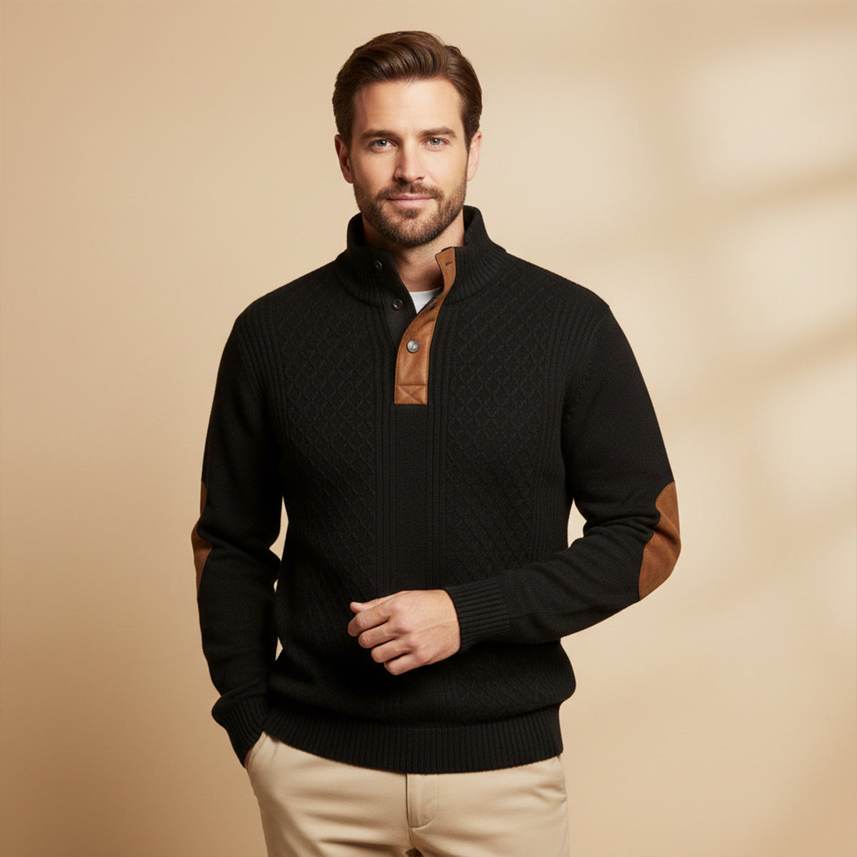 Men's Cable-Knit Button-Front Cardigan