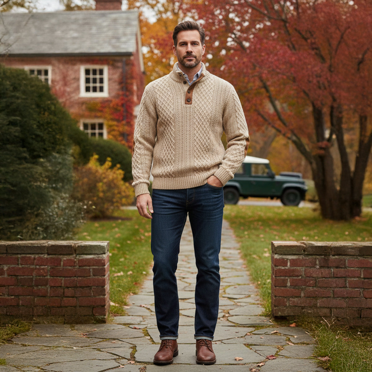 Men's Cable-Knit Button-Front Cardigan