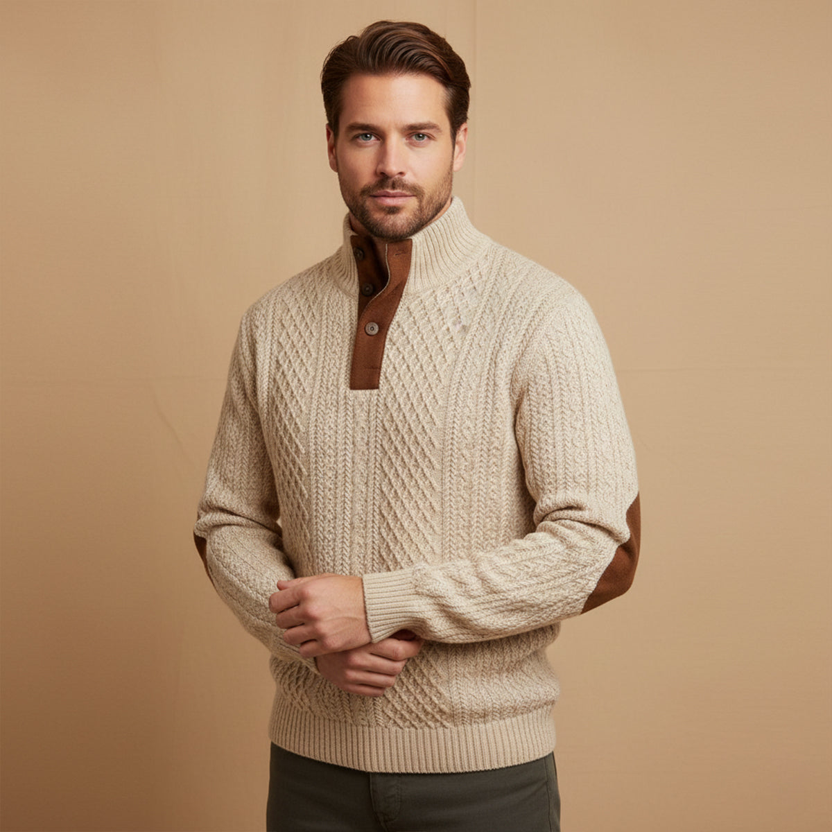 Men's Cable-Knit Button-Front Cardigan