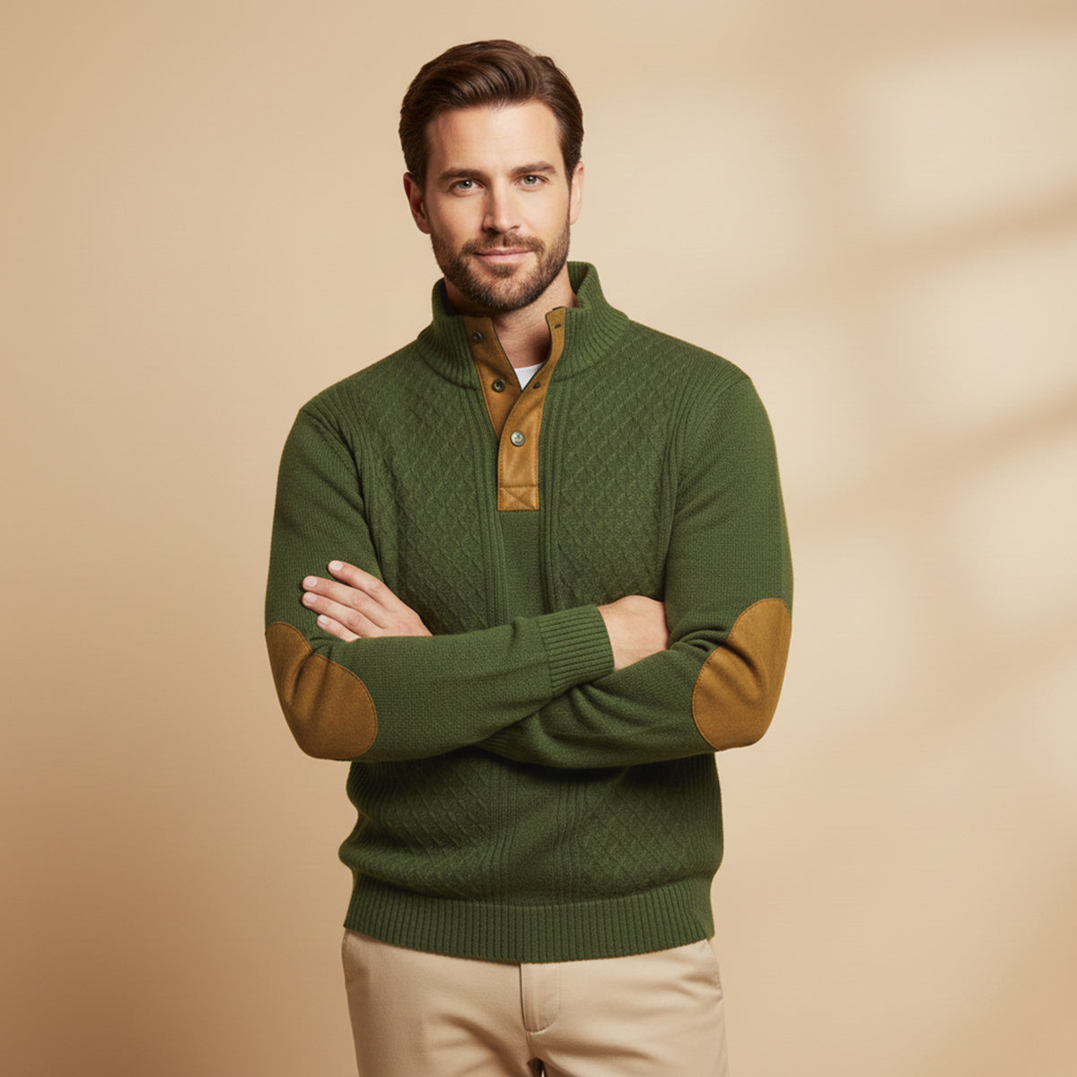 Men's Cable-Knit Button-Front Cardigan