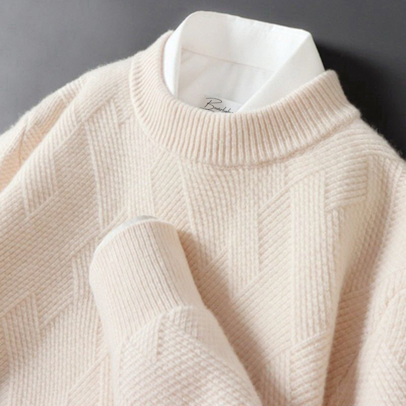 Men's Cashmere Geometric Knit Crewneck Sweater