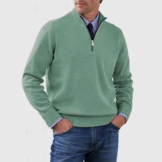 Men's Casual Knit Pullover Sweater with Half-Zip Neck