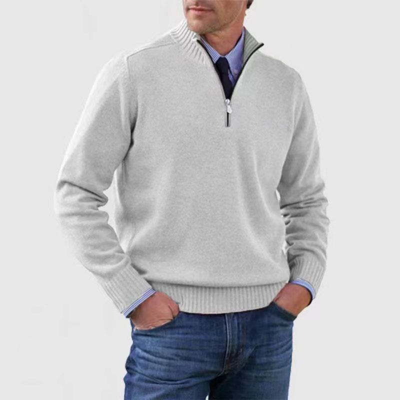 Men's Casual Knit Pullover Sweater with Half-Zip Neck
