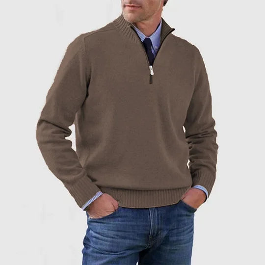 Men's Casual Knit Pullover Sweater with Half-Zip Neck
