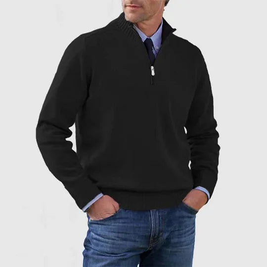 Men's Casual Knit Pullover Sweater with Half-Zip Neck