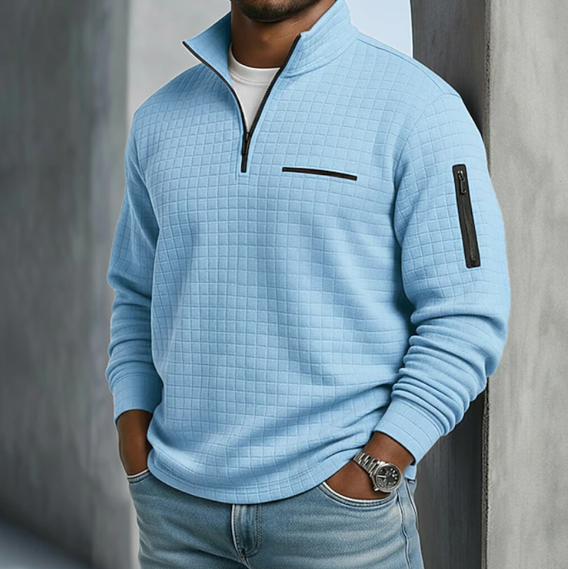 Men's Casual Long Sleeve Waffle Knit Sweater