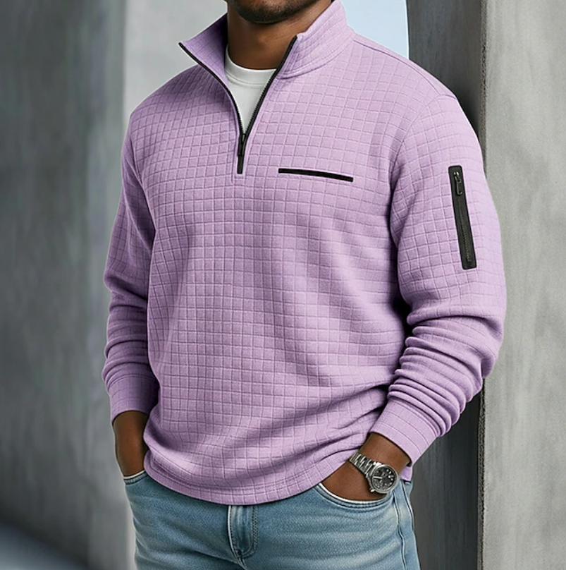 Men's Casual Long Sleeve Waffle Knit Sweater