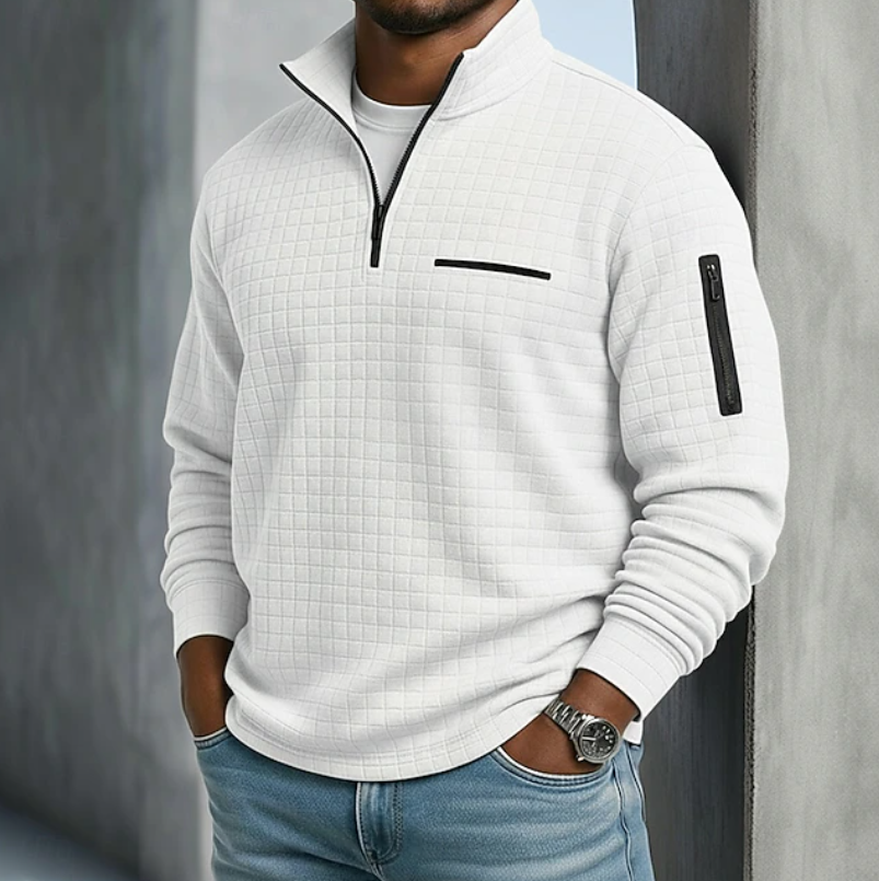 Men's Casual Long Sleeve Waffle Knit Sweater