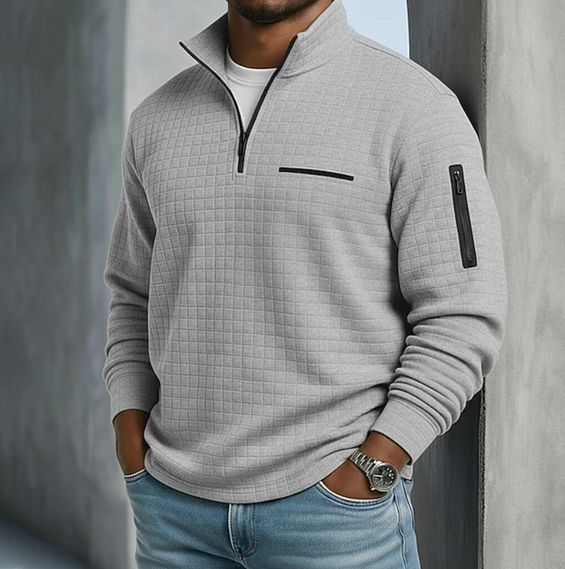 Men's Casual Long Sleeve Waffle Knit Sweater