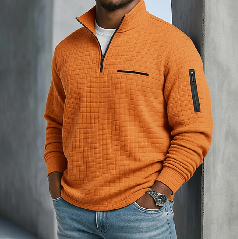 Men's Casual Long Sleeve Waffle Knit Sweater