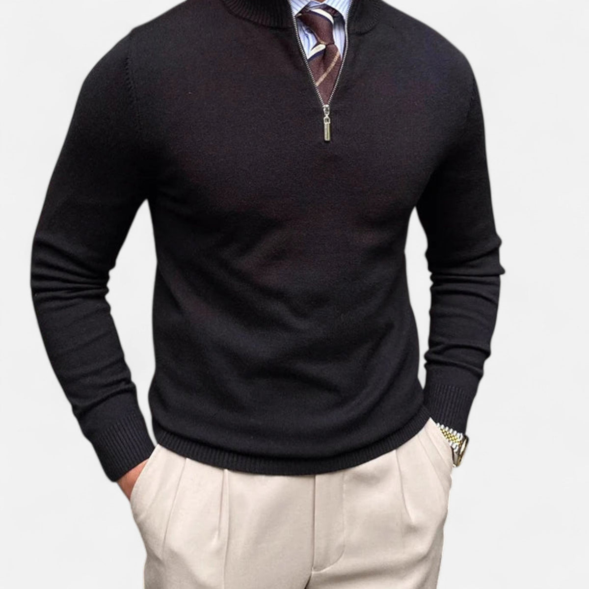 Benjamin | Mens Spring Half-Zip Sweater — Timeless Design with Stand Collar in 3 Colors S–2XL | Westmere