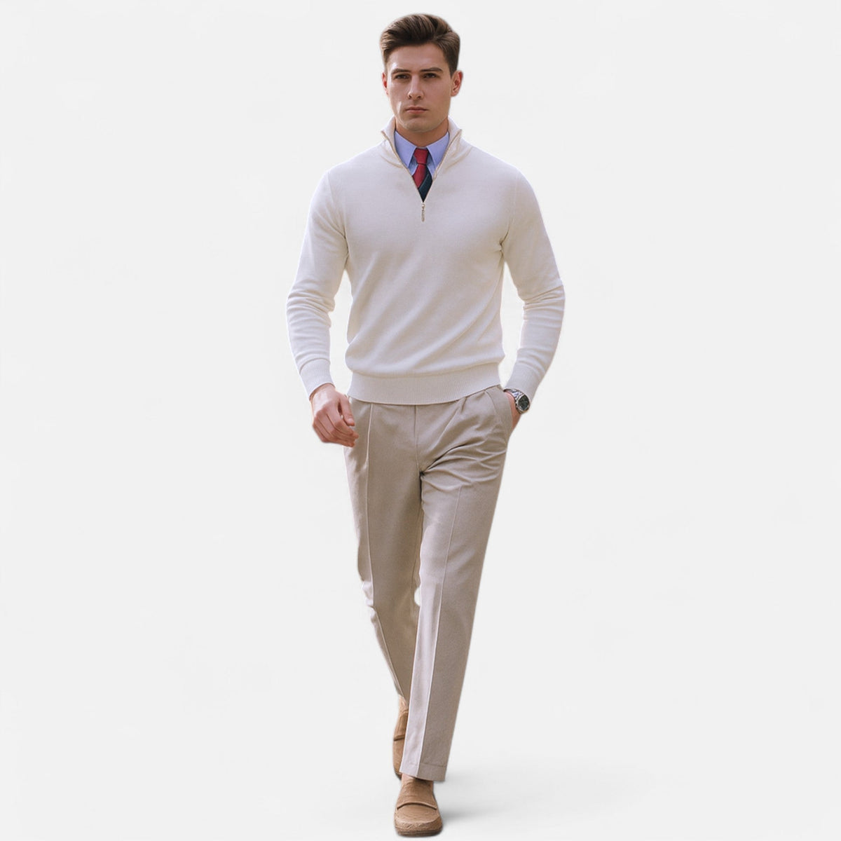 Benjamin | Mens Spring Half-Zip Sweater — Timeless Design with Stand Collar in 3 Colors S–2XL | Westmere