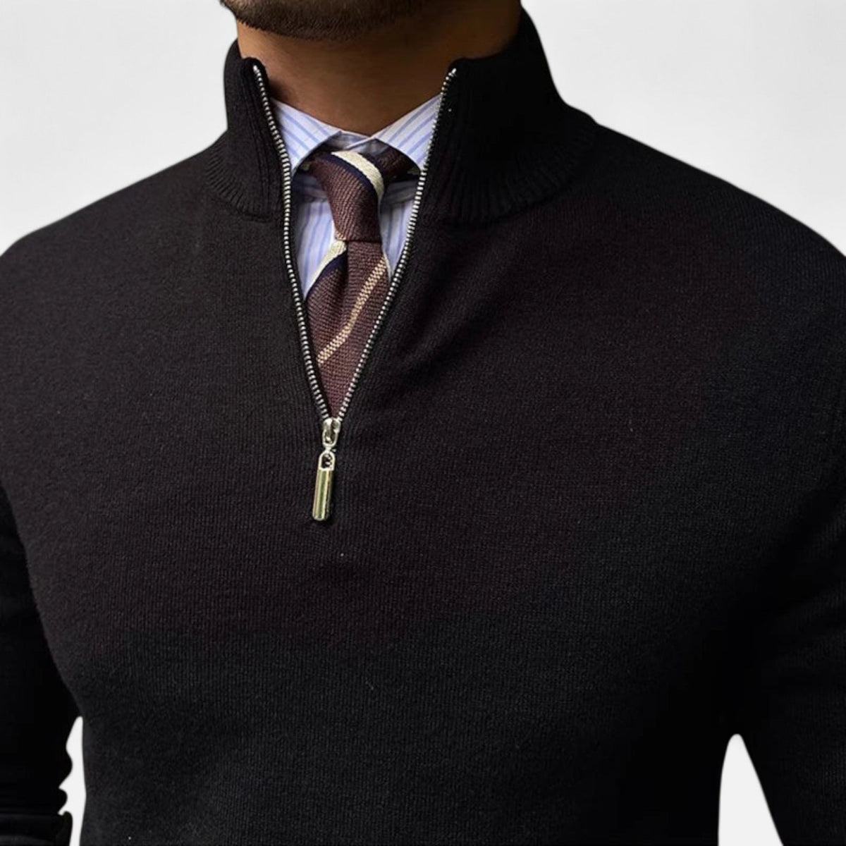 Benjamin | Mens Spring Half-Zip Sweater — Timeless Design with Stand Collar in 3 Colors S–2XL | Westmere
