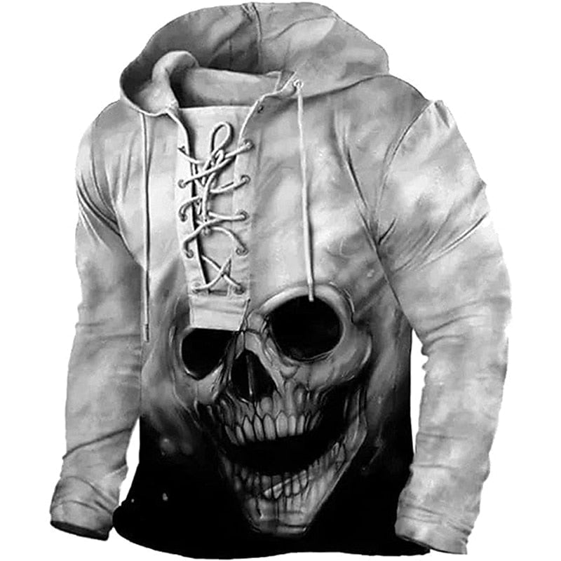 Men's Halloween Skull Lace-Up Hoodie