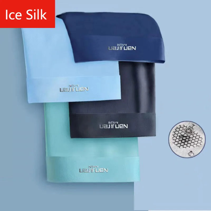 Men's Ice Silk Breathable Boxers - 4 Pack Thin Underwear L-6XL