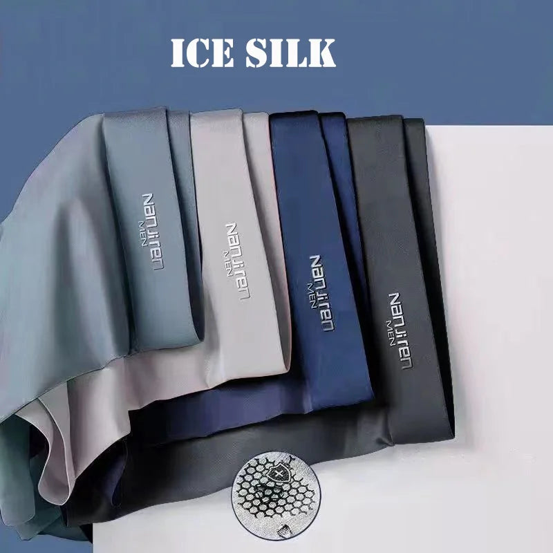 Men's Ice Silk Breathable Boxers - 4 Pack Thin Underwear L-6XL