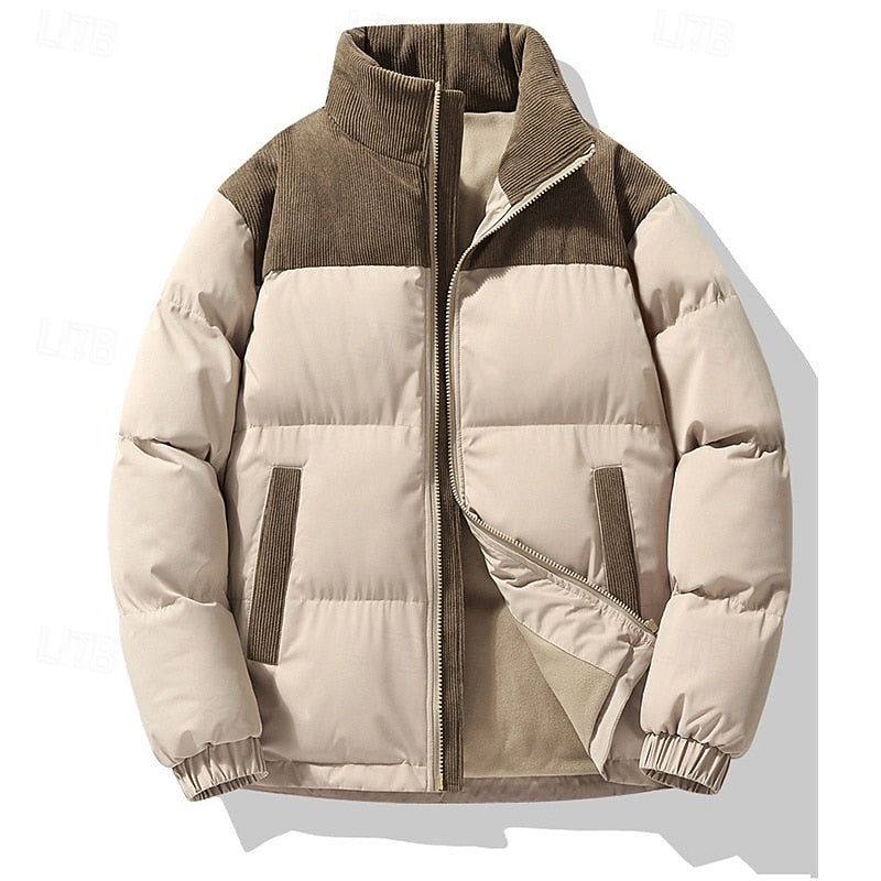 Men's Insulated Stand-Collar Puffer Jacket - Casual Winter Coat