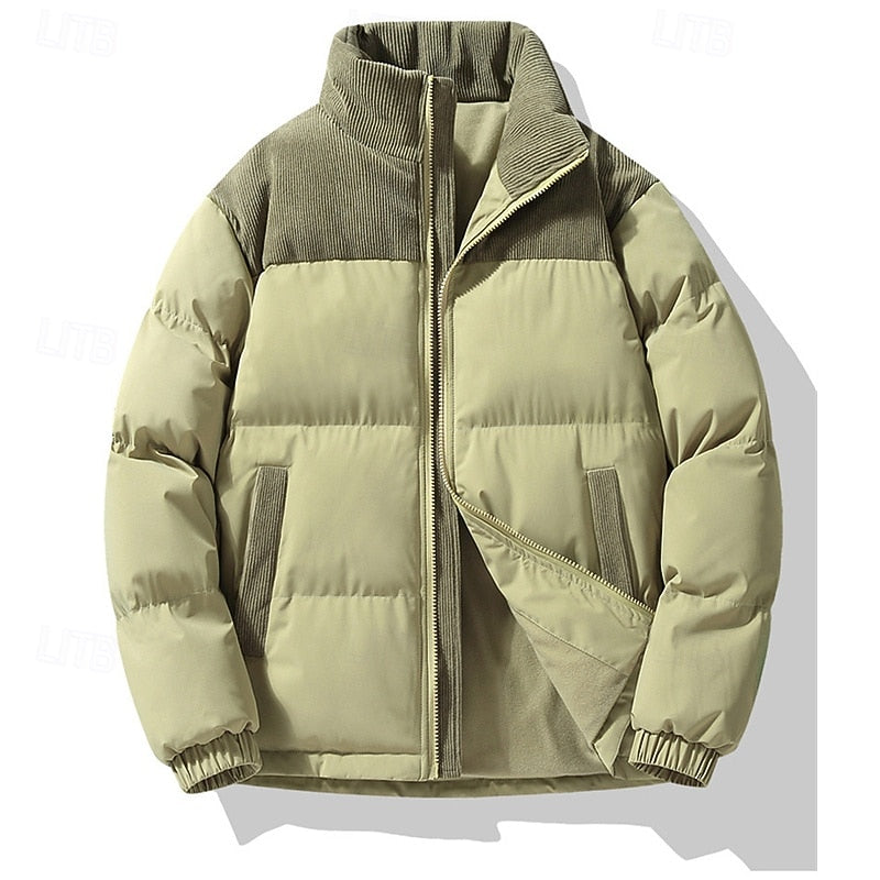 Men's Insulated Stand-Collar Puffer Jacket - Casual Winter Coat