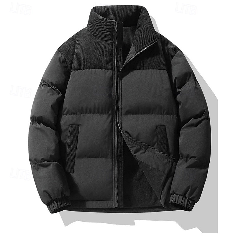 Men's Insulated Stand-Collar Puffer Jacket - Casual Winter Coat