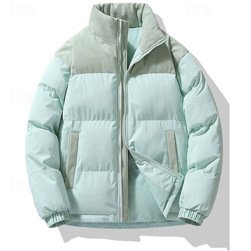 Men's Insulated Stand-Collar Puffer Jacket - Casual Winter Coat