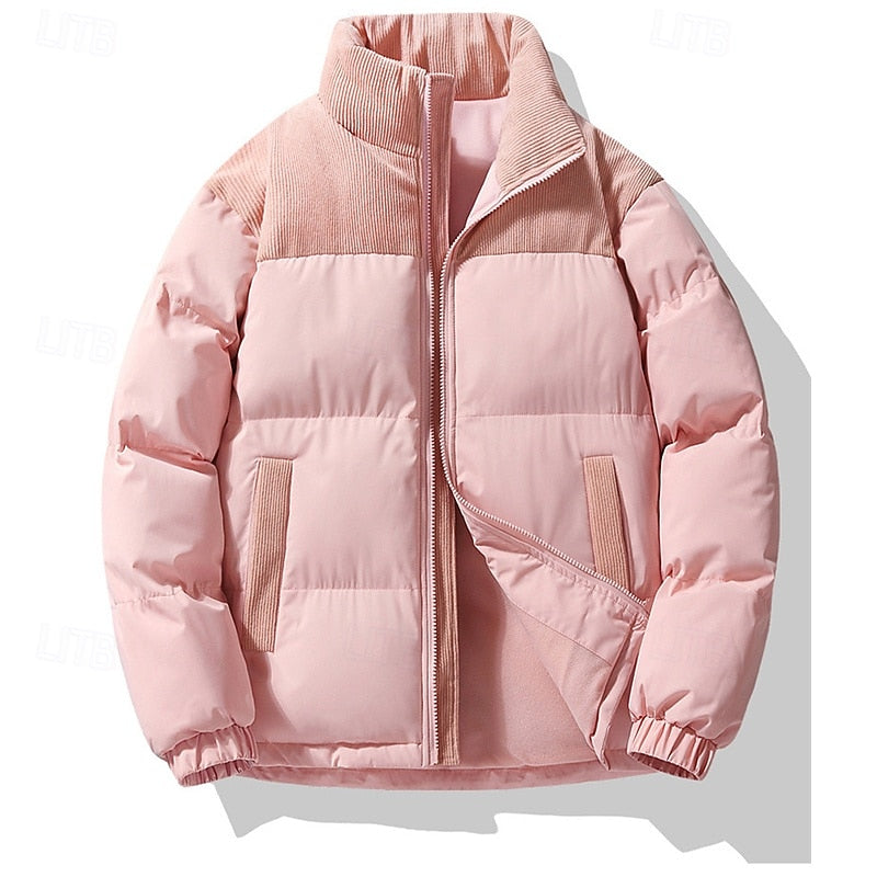 Men's Insulated Stand-Collar Puffer Jacket - Casual Winter Coat