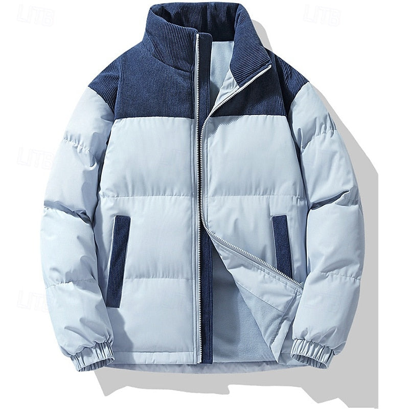 Men's Insulated Stand-Collar Puffer Jacket - Casual Winter Coat